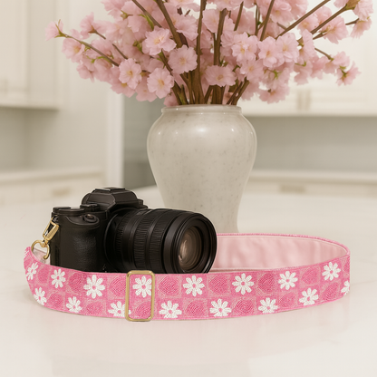 Pink Daisy Camera Strap