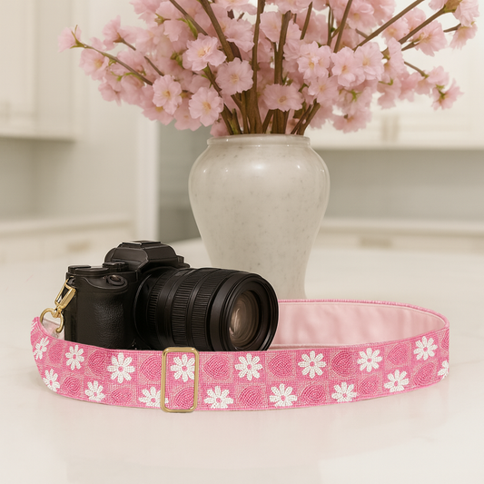 Pink Daisy Camera Strap