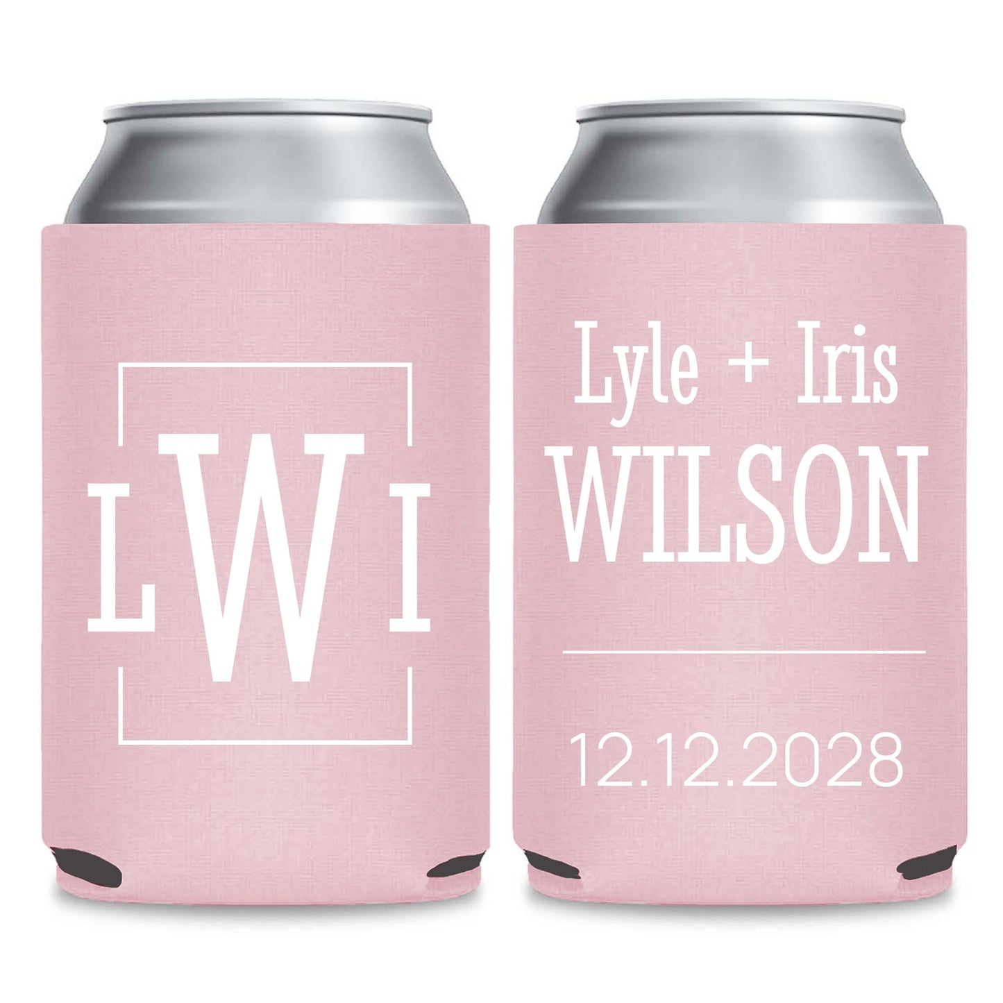 Custom Wedding Monogram Can Cooler Favors (PK 180)
