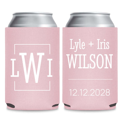 Custom Wedding Monogram Can Cooler Favors (PK 180)