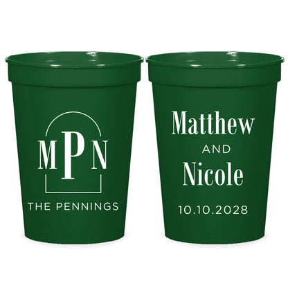 Wedding Monogram Stadium Cups (PK 181)