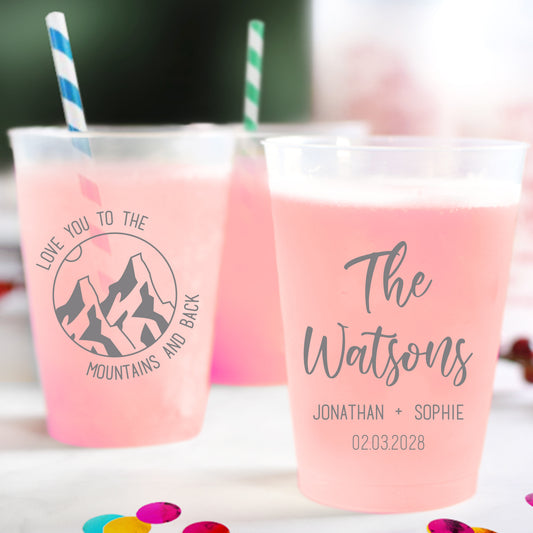 Love You To The Mountains and Back Wedding Frosted Cups (PK 185)