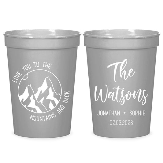 Love You To The Mountains and Back Wedding Stadium Cups (PK 185)