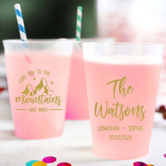 Love You To The Mountains and Back Wedding Frosted Cups (PK 187)