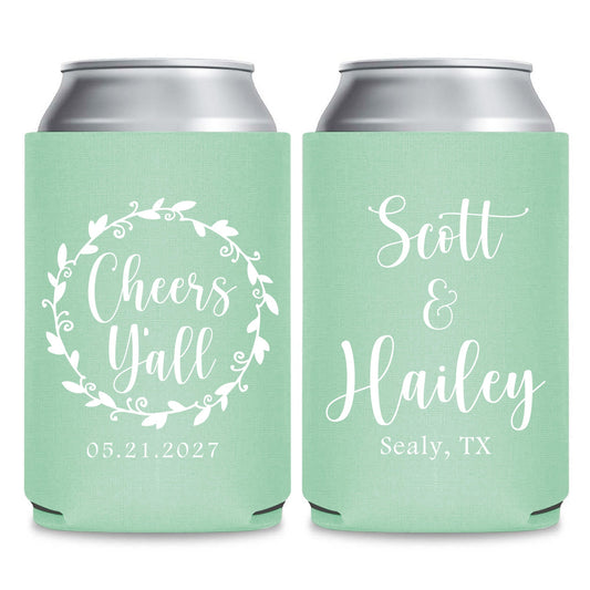 Cheers Y'all Wedding Can Coolers (CS 18)
