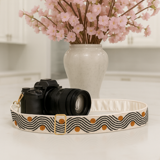 Black and White Wavy Camera Strap