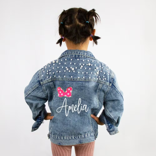 Red Bow Custom Denim Jacket