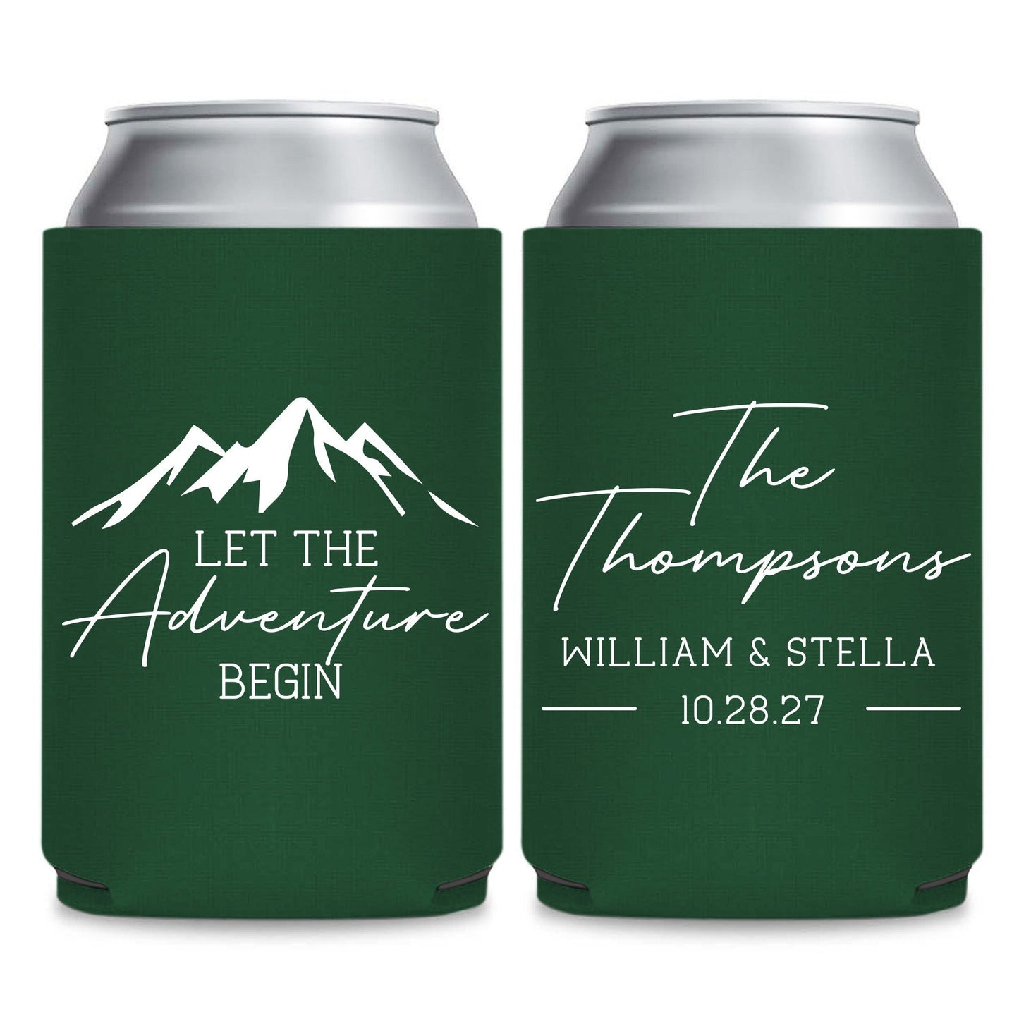 Mountain-Themed Wedding Can Coolers