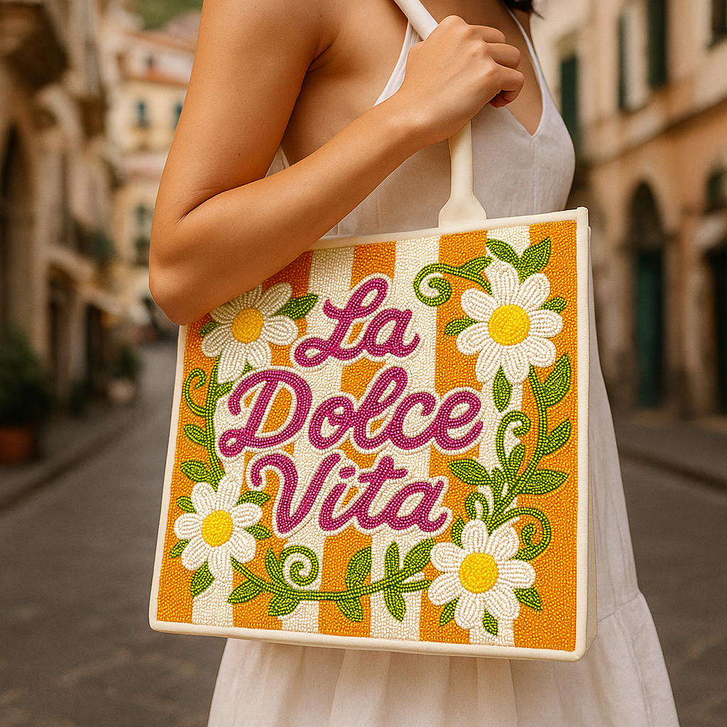 La Dolce Vita Italy Inspired Beaded Tote