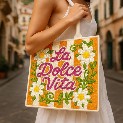 La Dolce Vita Italy Inspired Beaded Tote