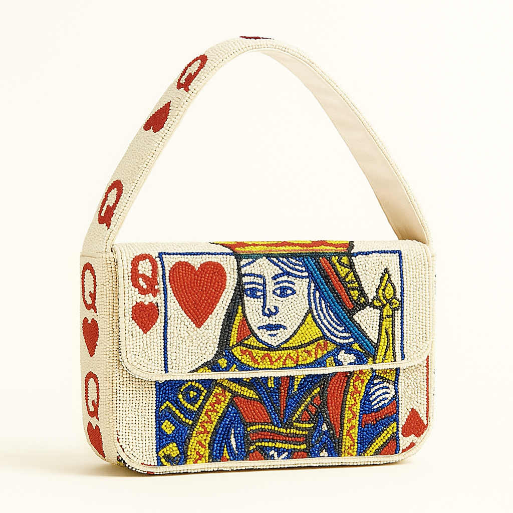 Ivory & Blue Queen of Hearts Bag