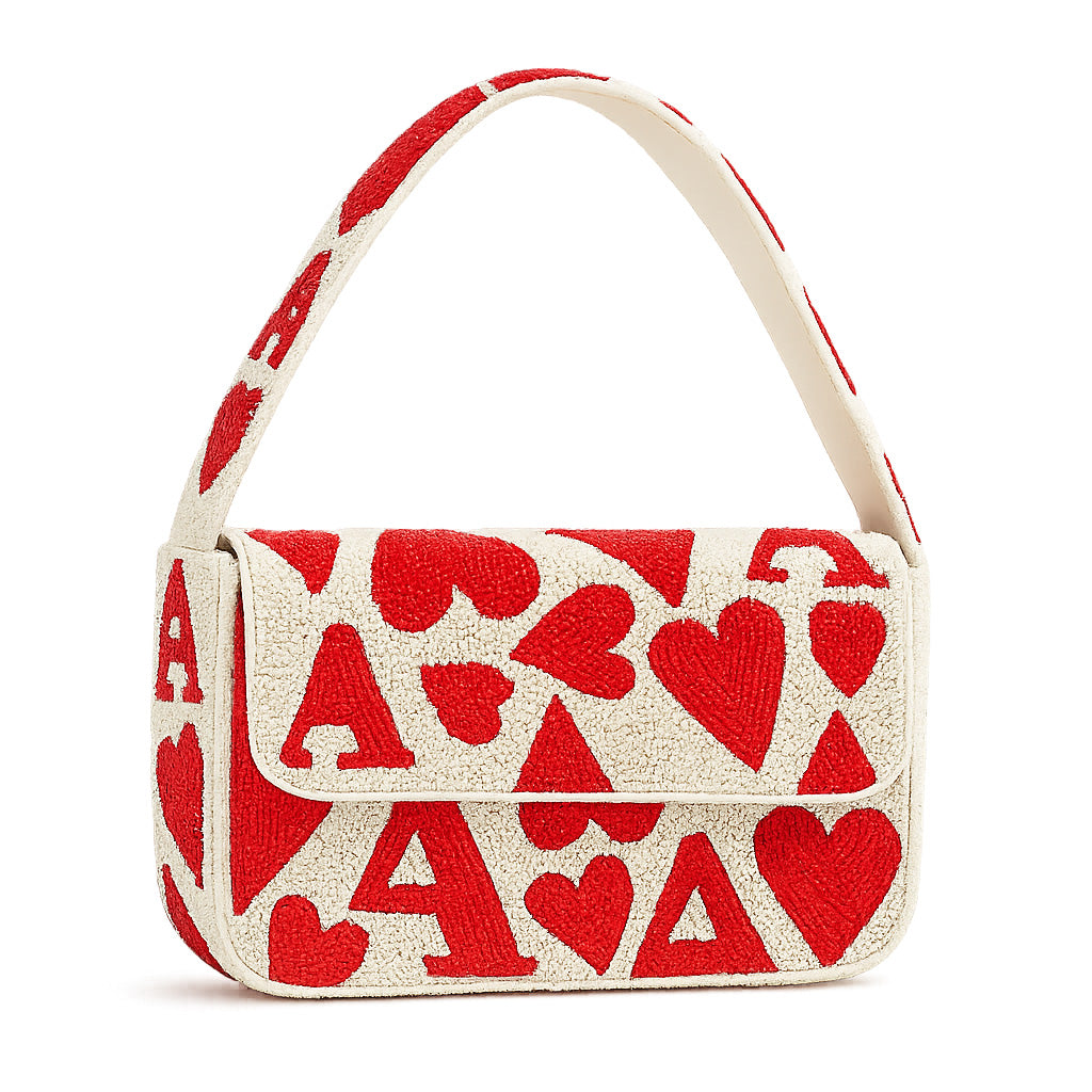 All-Over Hearts Beaded Purse