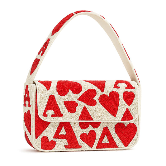 All-Over Hearts Beaded Purse