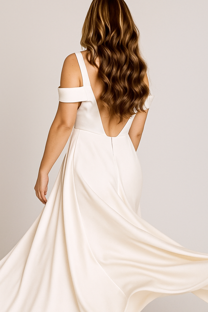 Elegant Off-Shoulder Wedding Dress with Slit