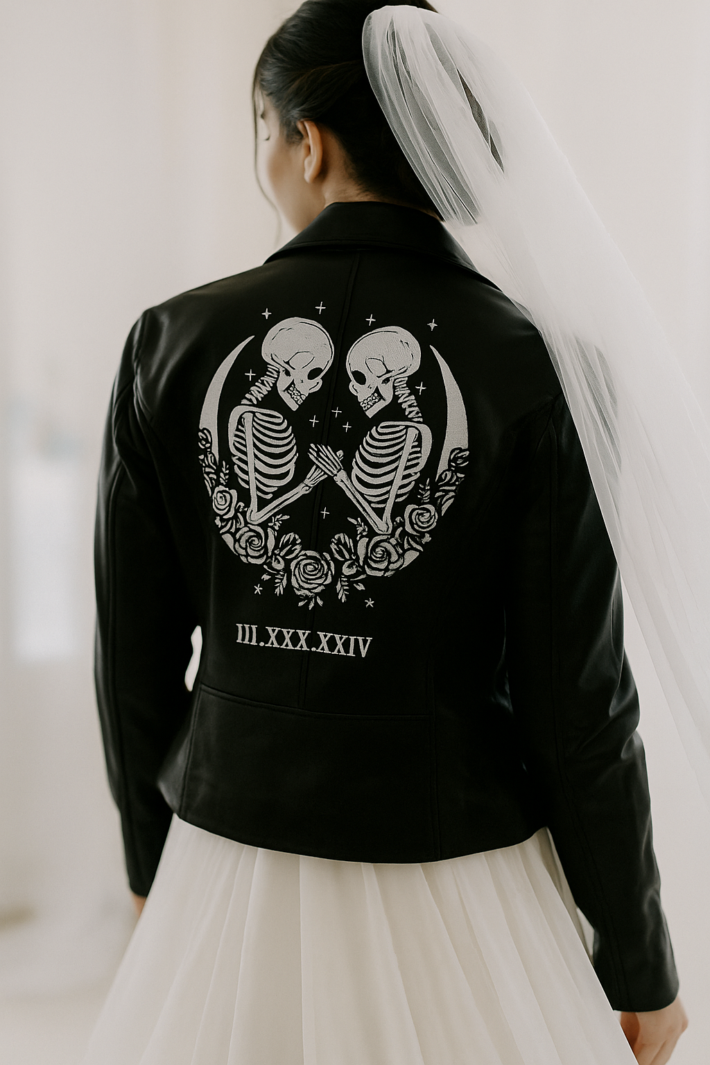 Embroidered Leather Jacket with Names