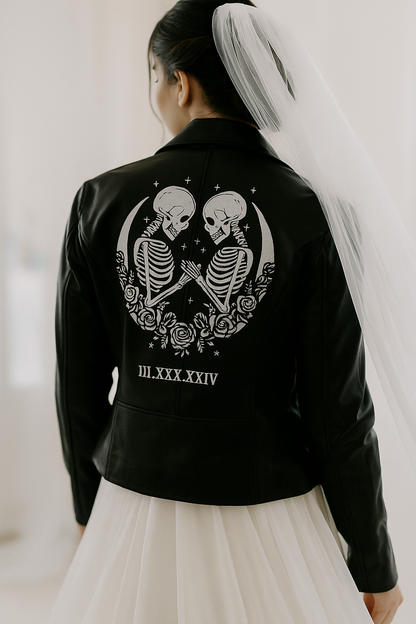 Embroidered Leather Jacket with Names