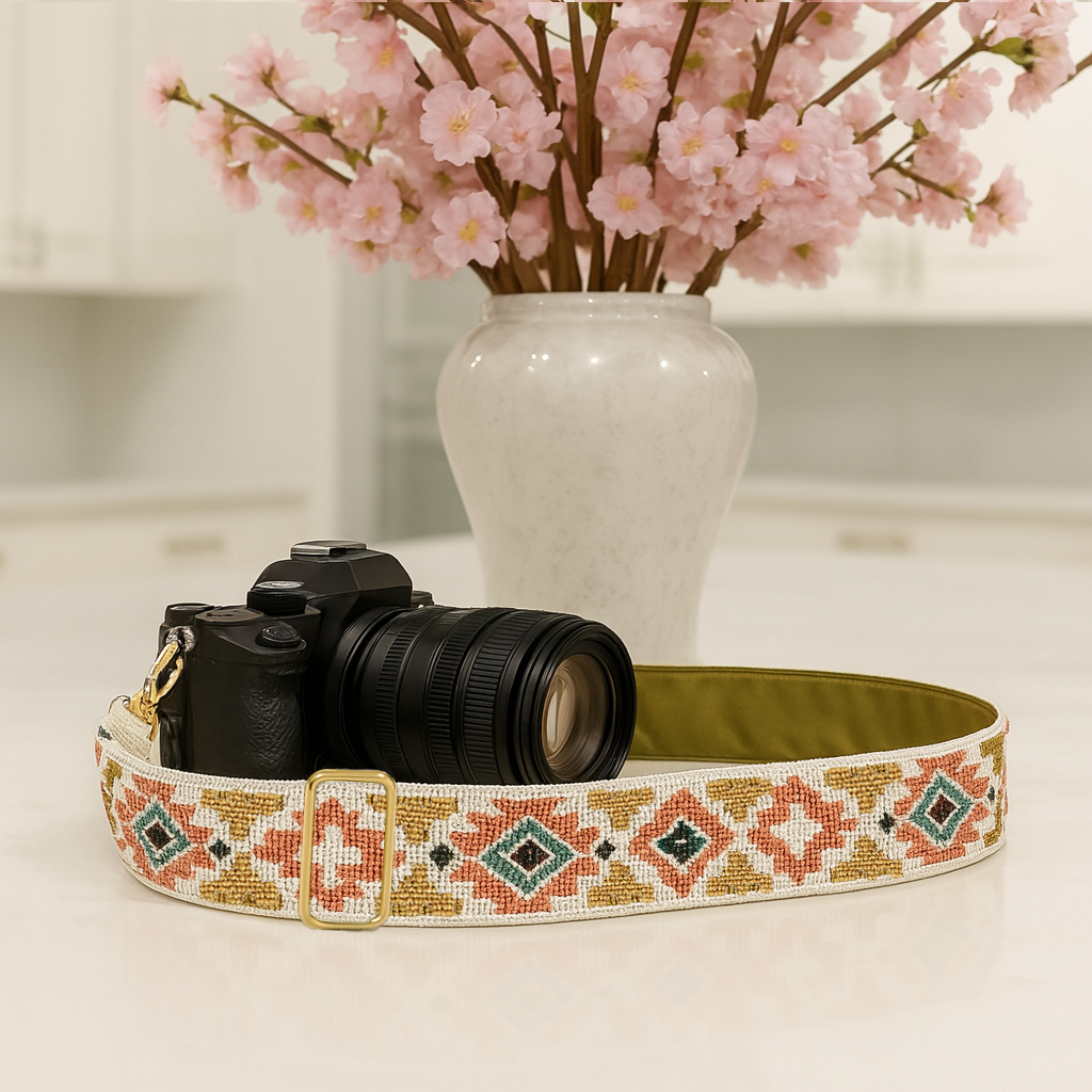 Orange Patterned Camera Strap