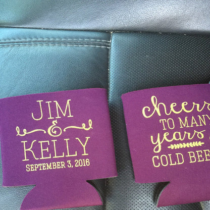 Cheers to Many Years and Cold Beers Custom Wedding Can Coolers (22)