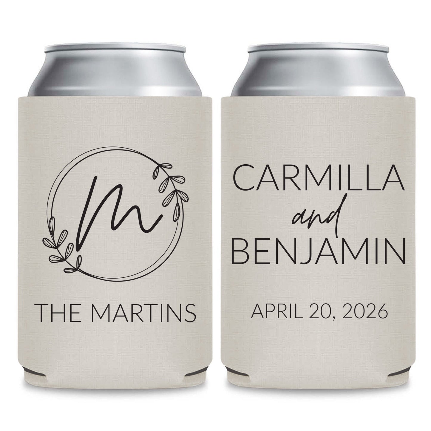 Monogram Can Coolers Favors