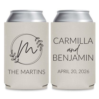Monogram Can Coolers Favors