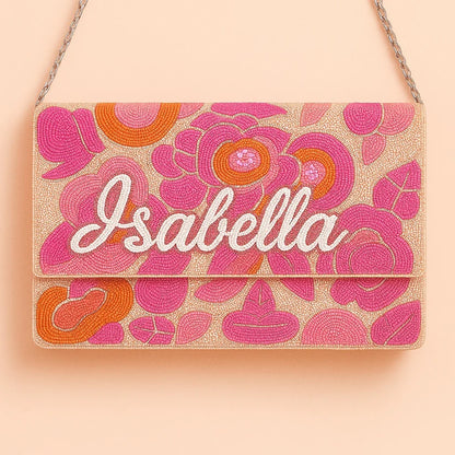 Personalized Floral Beaded Clutch