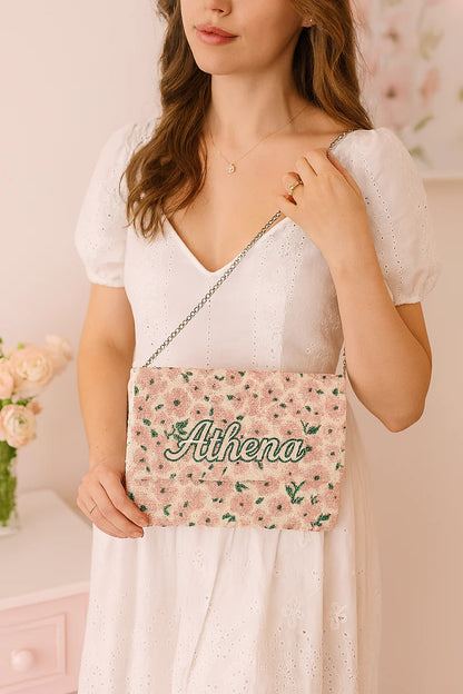 Personalized Floral Beaded Clutch
