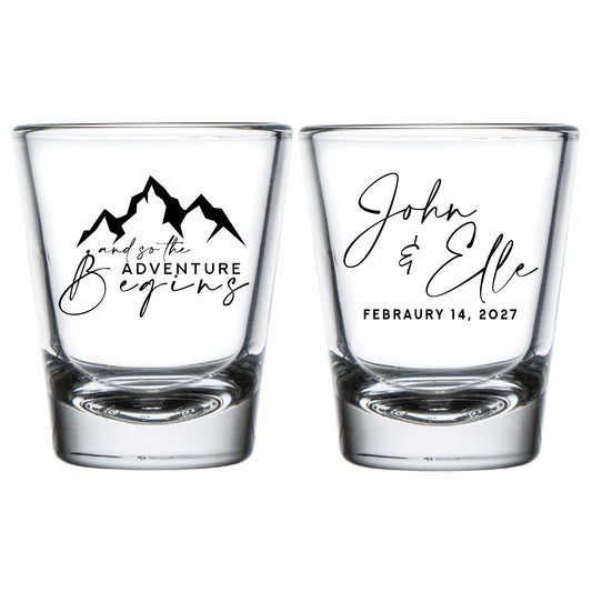 Let The Adventure Begin - Mountain Style Wedding Shot Glasses (CS 300)