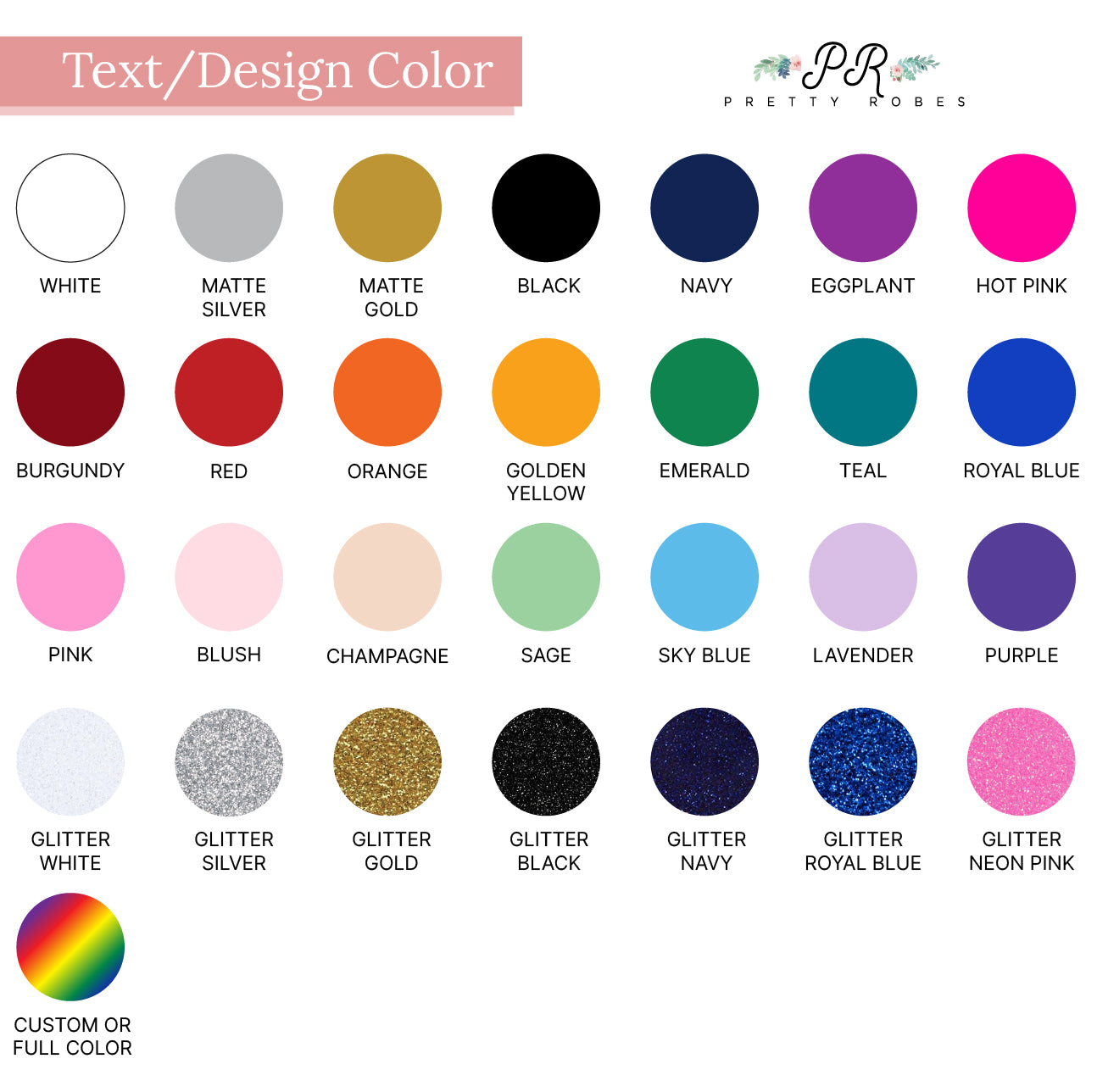 a color chart with different colors of glitter