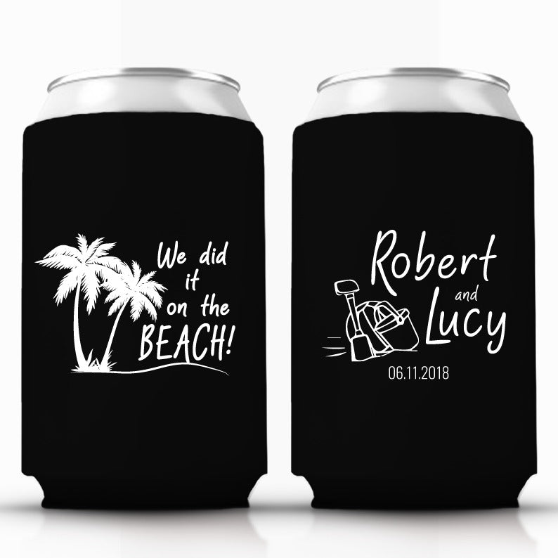 Beach and Nautical Wedding Can Cooler Favors