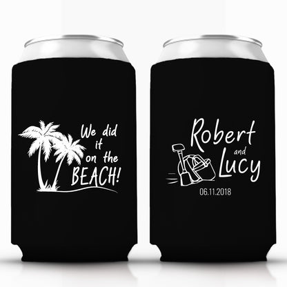 Beach and Nautical Wedding Can Cooler Favors