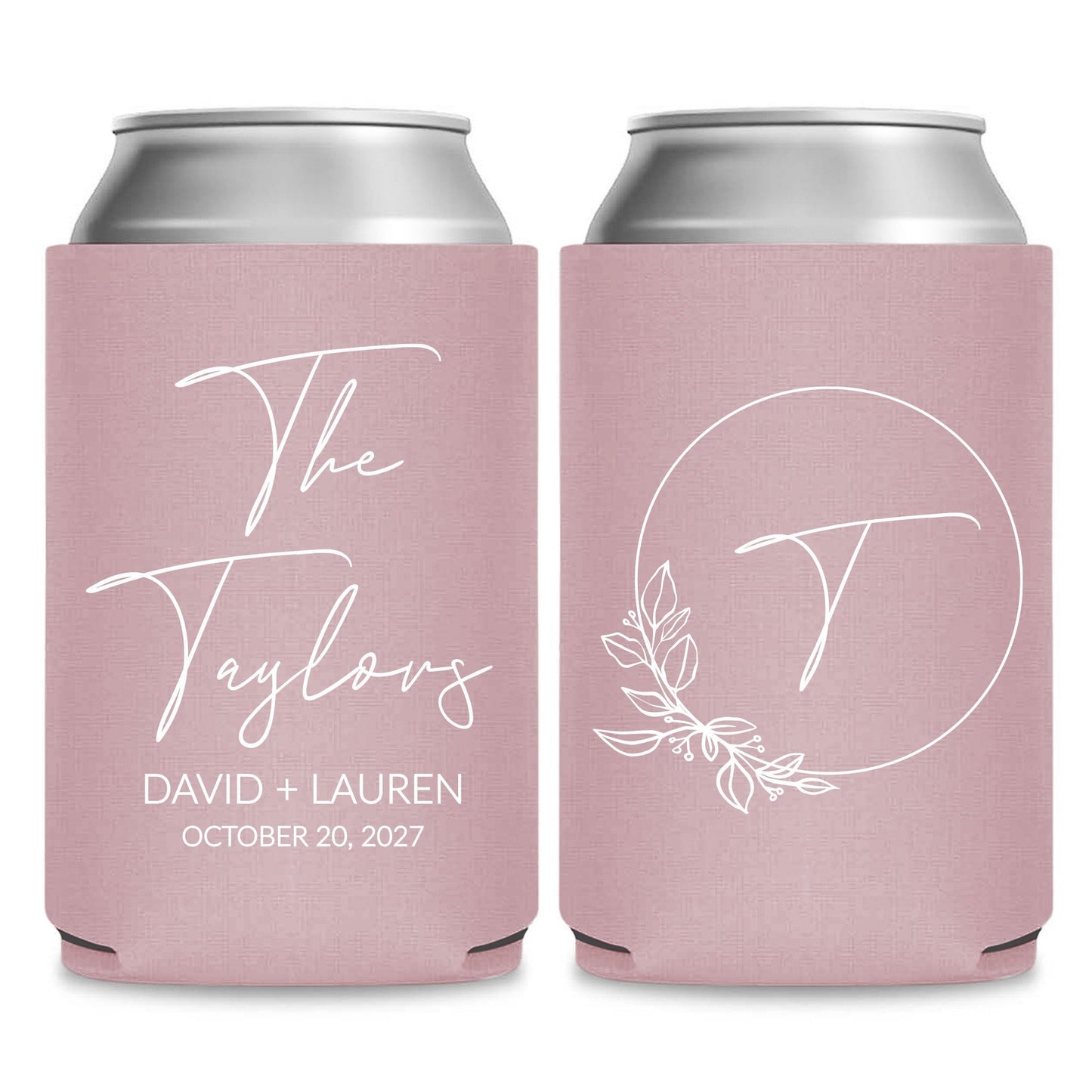 Monogram Can Coolers Favors