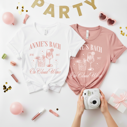 On Cloud Wine Bachelorette Shirts