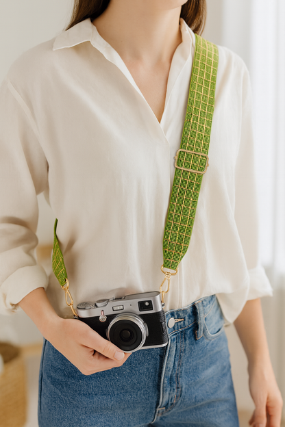 Olive Green Beaded Camera Strap