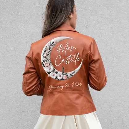 (Real Leather) Custom Mrs Surname Leather Jacket