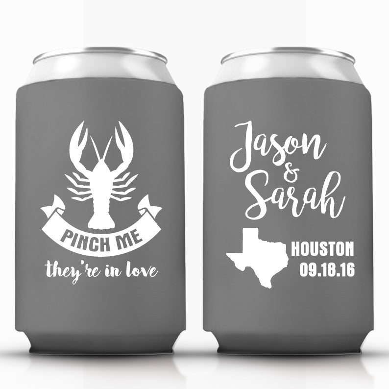 Beach and Nautical Wedding Can Cooler Favors