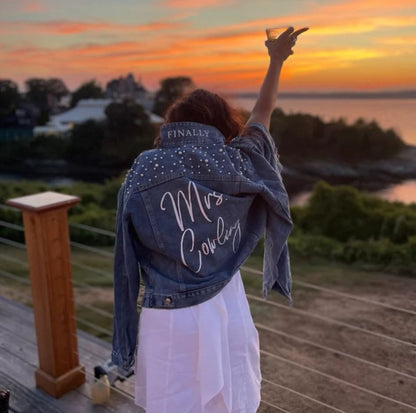 (Blue Pearl) Custom Bride Denim Jacket