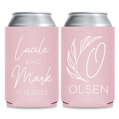 Monogram Can Coolers Favors