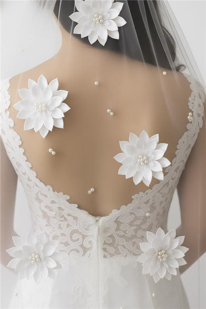 Floral and Pearl Bridal Veil