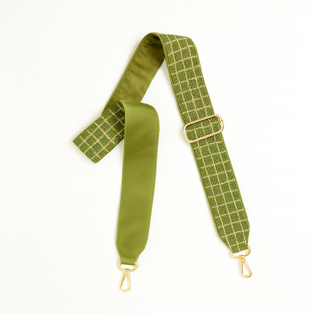 Olive Green Beaded Camera Strap