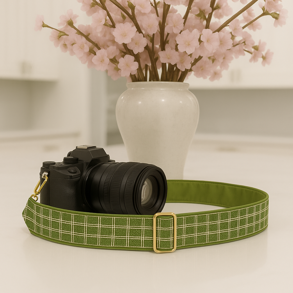 Olive Green Beaded Camera Strap