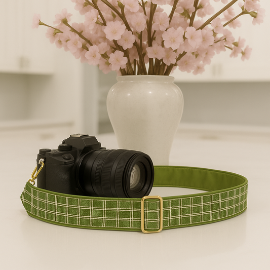 Olive Green Beaded Camera Strap