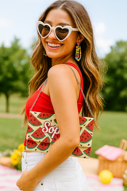 Watermelon Beaded Clutch - HHFC
