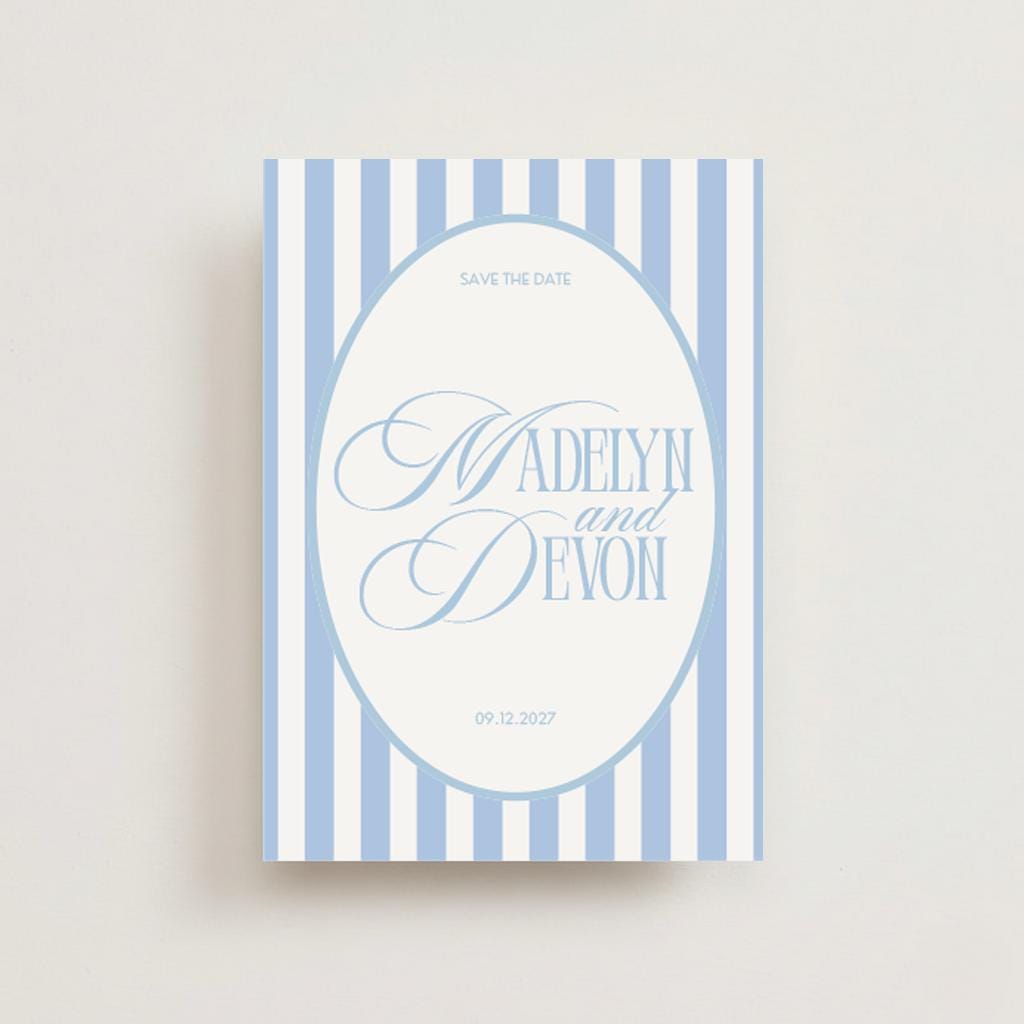 Blue Striped Elegant Wedding Magnet