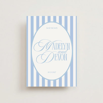 Blue Striped Elegant Wedding Magnet