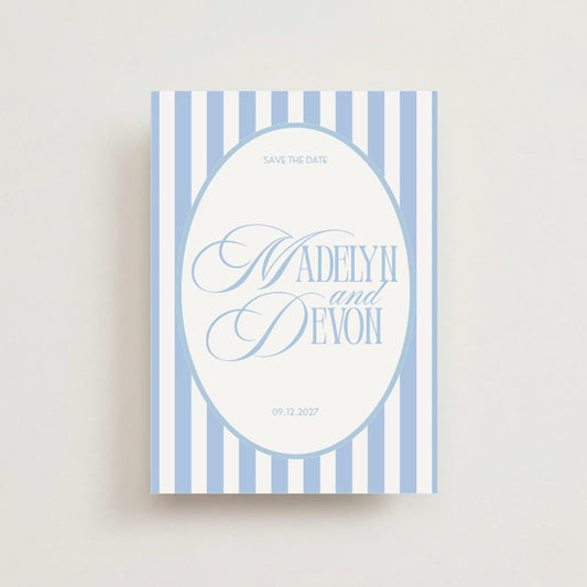 Blue Striped Elegant Wedding Magnet