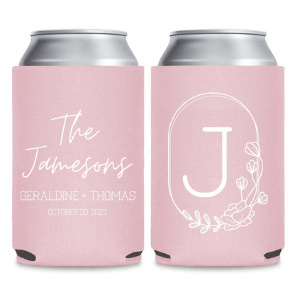 Monogram Can Coolers Favors