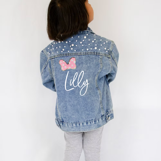 Red Bow Custom Denim Jacket