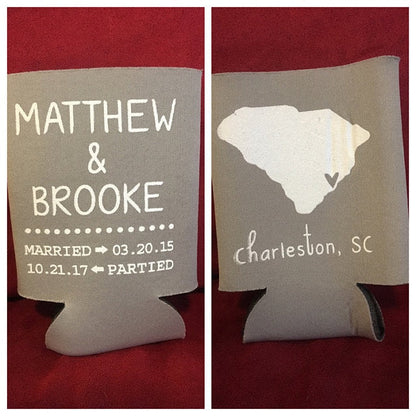 Personalized State Pride Texas Wedding Can Coolers (CS 5)