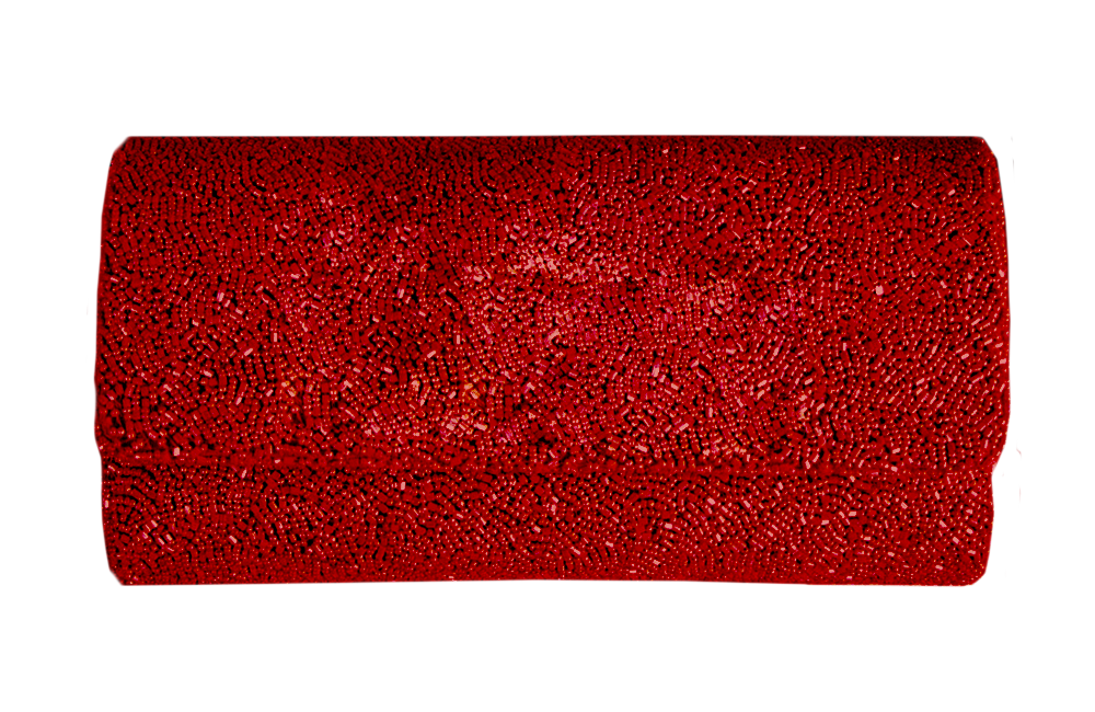 a red rug with a white background