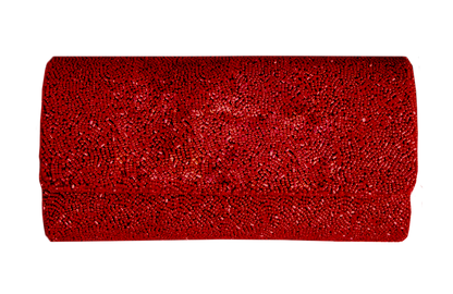 a red rug with a white background